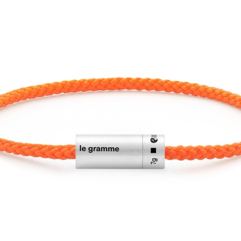 🆕 Le Gramme x Orlebar Brown 7G Orange Nato And Sterling Brushed Clasp Bracelet